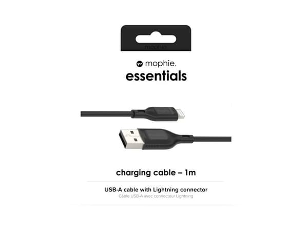 mophie essentials charging cables | 1M, 1 m, Lightning, USB A, Hankjønn, Hankjønn, Sort