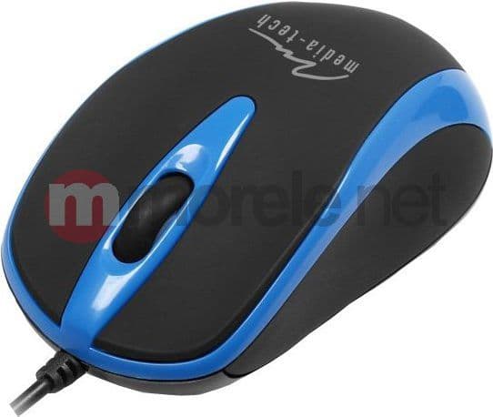 Media-Tech PLANO MT1091B - Mus - optisk - 3 knapper - kabling - USB - blå - blå