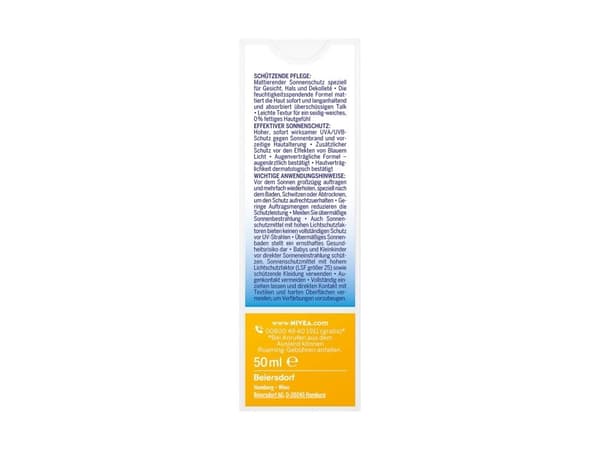 NIVEA SUN UV FACE Mattifying Sun Protection Solkrem 50,0 ml