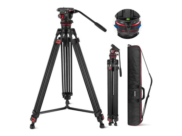 Neewer TP75 - Tripod - 189 cm, with fluid head - gulvmodell
