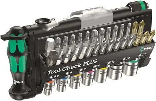 Wera Tool-Check PLUS - Ratcheting screwdriver with bit and socket set - i hållare