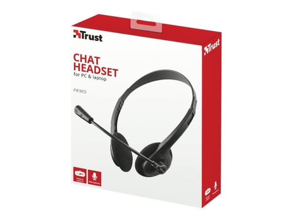 Headset, Trust Primo Chat, on-ear, kablet, sort