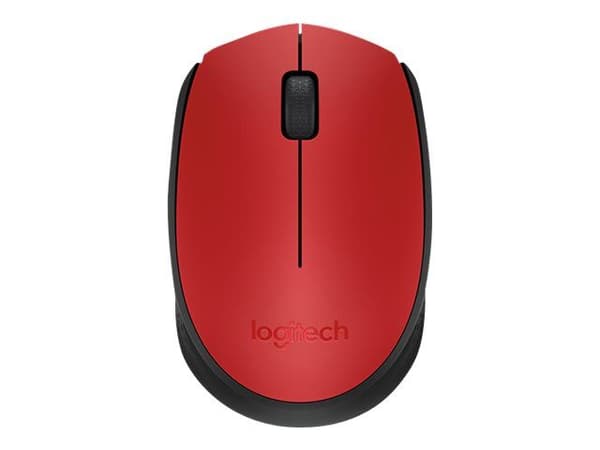 Logitech M171, Molempikätinen, Optinen, Langaton RF, 1000 DPI, Musta, Punainen