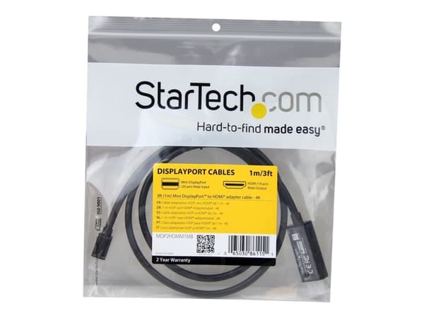 STARTECH.COM MDP2HDMM1MB Mini DisplayPort to HDMI Cable Converter 1m(3ft) Black