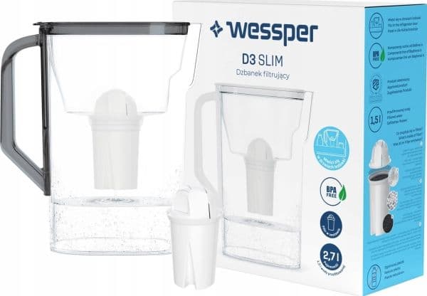 Wessper filterkanne D3 Slim Classic svart