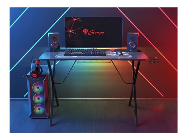 Genesis Holm 200 RGB - Skrivbord - rectangular with contoured corners - svart