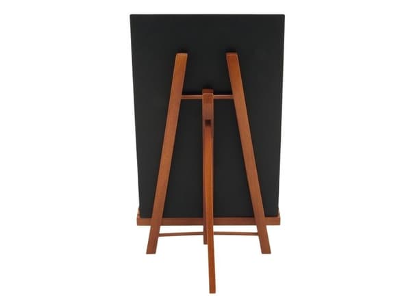 Securit® junior stafeli i mahogny med A4 bordskilt