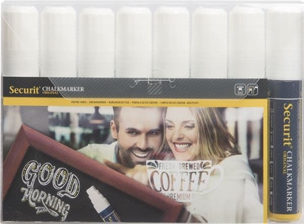 Securit® originalkritmarker-set med åtta st. vit