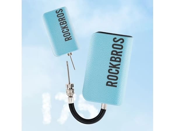 RockBros elpump 42520006001 med digital display (blå) för däck/bollar