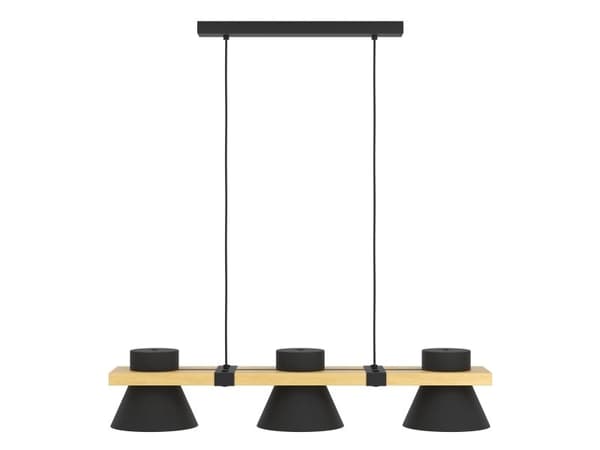 EGLO MACCLES langbord 3L E27 sort/natur FSC