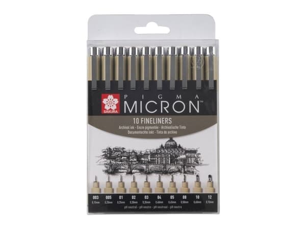 Sakura Pigma Micron, Musta, Pyöreä, Kupla, 10 kpl