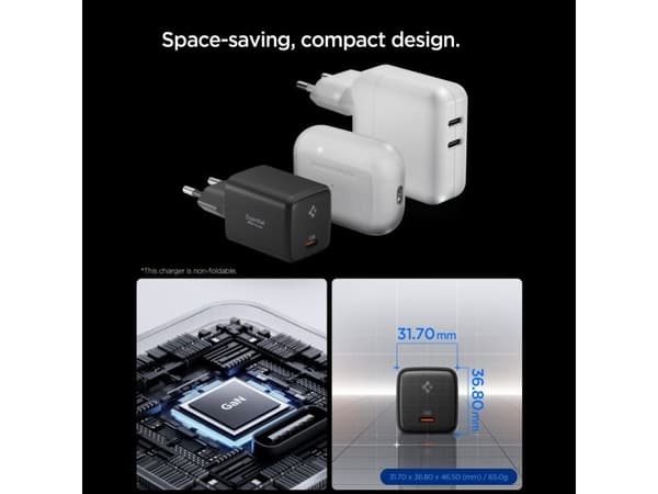 Spigen EE451EU Essential USB-C 45W Wall Charger - Black