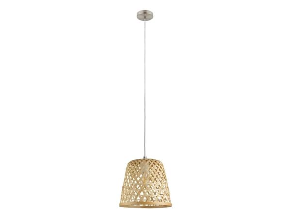 EGLO KIRKCOLM pendellampa i borstad stål och bambu
