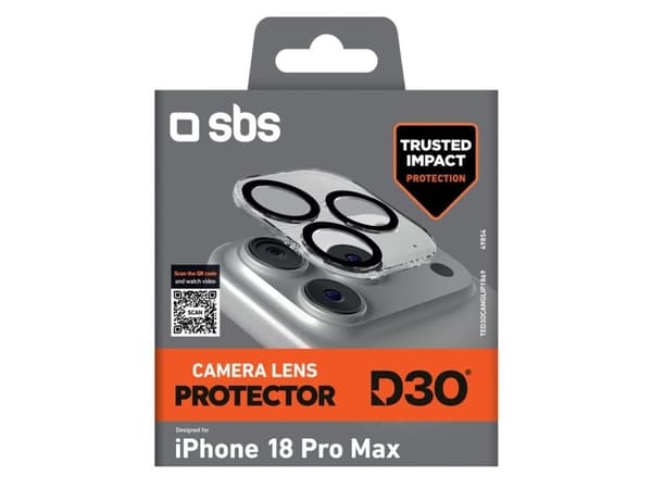 SBS Skyddsglas för kamera – SBS D3O Camera Lens Protector till iPhone 18 Pro Max