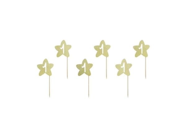 Cupcake pynt '1' Stjerne guld