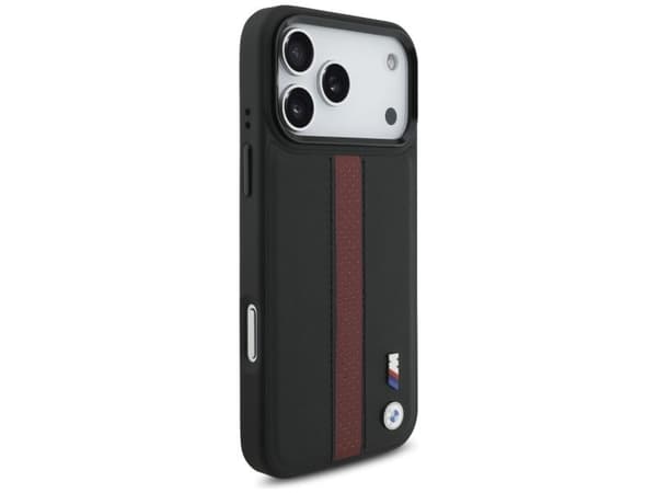 BMW M perforert stripe-logo MagSafe-deksel til iPhone 17 Pro Max - rød