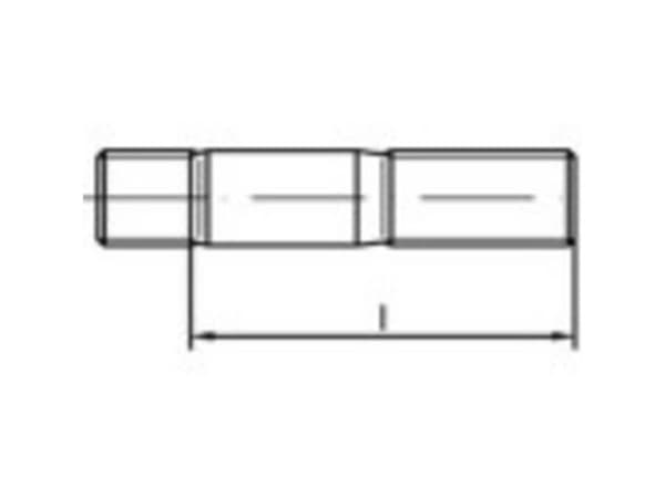 TOOLCRAFT stiftsskruer M8 55 mm DIN 939 rustfritt stål A2, 25 stk