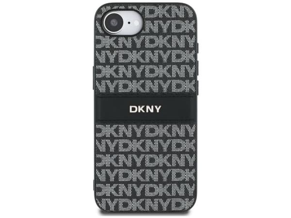 DKNY Repeat Texture Pattern med ton-i-ton stripe-deksel for iPhone 16e - svart