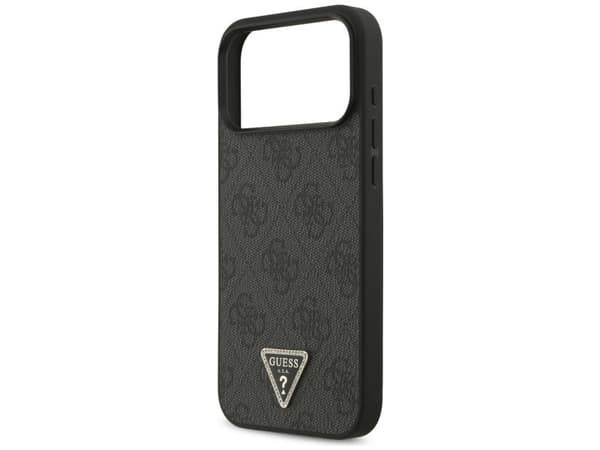 Guess Leather 4G Triangle Strass MagSafe Case for iPhone 17 Pro Max / 18 Pro Max - Black