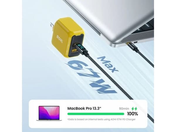 AOHI Magcube PD laddare 67W: 1x USB-C, 1x USB-A