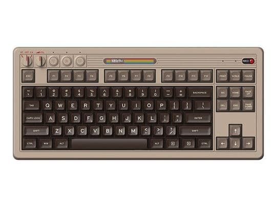 8Bitdo C64 Edition, Ledning & Trådløs, USB + RF Wireless + Bluetooth, Mekanisk nøkkelbryter, QWERTY, Grå