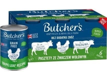 BUTCHER'S Original Mega pack mix tripe loaf-recept - våtfoder för hund - 6 x 400 g