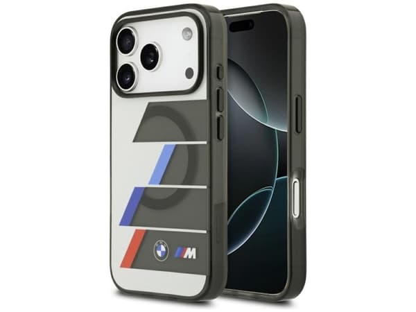 BMW M IML metalknapper tricolor-linjer MagSafe-deksel til iPhone 17 Pro Max - grå