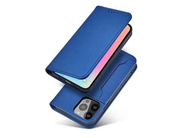 Magnet Card Case til iPhone 14 Pro Max - flipdeksel lommebokstativ - blå