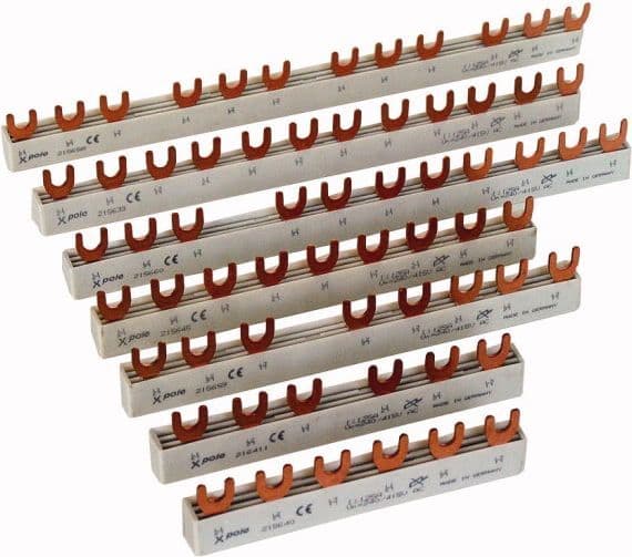 Kopplingsskena 3P 63A 10mm2 gaffel 5 mod. EVG-3PHAS/N/5MODUL/LS (215659)