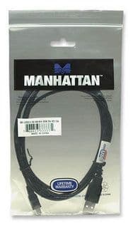 Manhattan 333375, 1,8 m, USB A, Mini-USB B, USB 2.0, Hankjønn/hankjønn, Sort