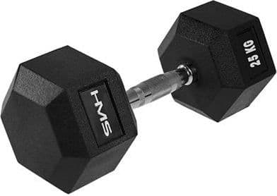 HMS-hantel Hex Pro gummerad 1 x 25 kg