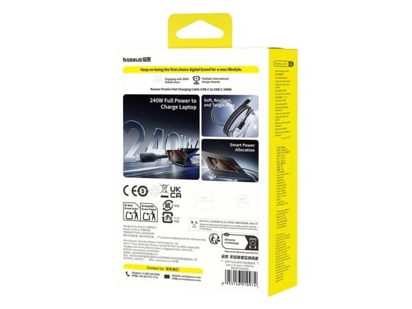 Baseus PicoGo 240W USB-C til USB-C-kabel 2 m - svart