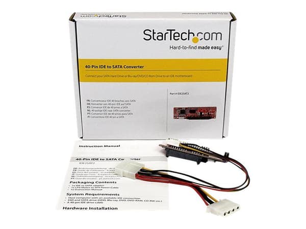 Startech IDE til SATA-harddisk- eller optisk stasjon-adapterkonverterer - 40-pinners PATA til 2,5" SATA HDD / SSD / ODD-konverterer (IDE2SAT2) - La...