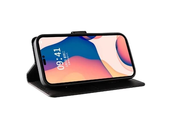Läderbokfodral till iPhone 16 Pro Max svart