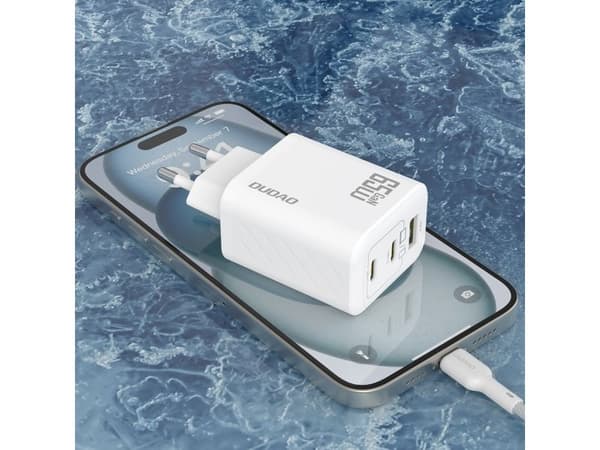 Dudao A29EU-sovitin 65Watt 2xUSB-C 1xUSB-A Valkoinen