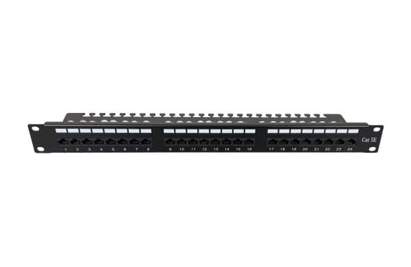 Lanview - Patch-panel - LSA - rackmontering - CAT 5e - UTP - RJ-45 X 24 - svart - 1U - 19"