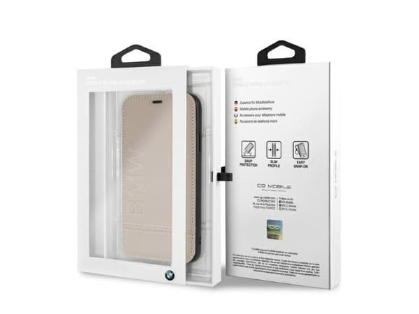 BMW-logo preget etui til iPhone XR - beige