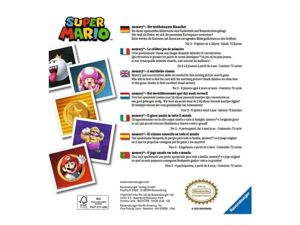 Ravensburger Grand memory - Super Mario - minnesspel - 72 delar