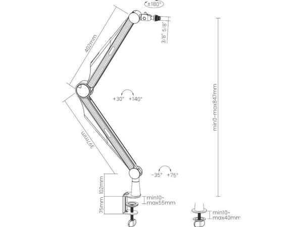 Mozos MOZOS SB41 arm mikrofonstativ svart 80 cm