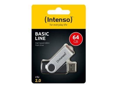 Intenso Basic Line - USB flash-enhet - 64 GB - USB 2.0 - svart, silver