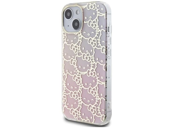 Hello Kitty hardcase til iPhone 15/14/13 6,1" rosa/rosa IML Gradient Electrop Crowded Kitty Head