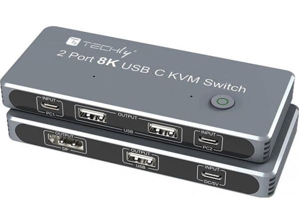Techly IDATA KVM-DPC8K, 8K Ultra HD, musta