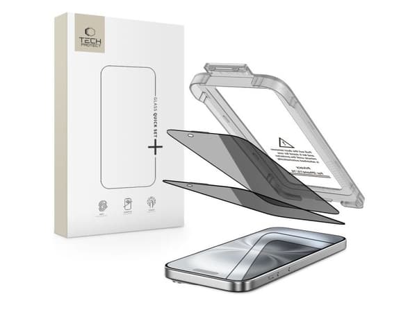 Hofi Tech-Protect Quick Set Spy+ integritetsskydd för Apple iPhone 15/16 Privacy [2-pack]