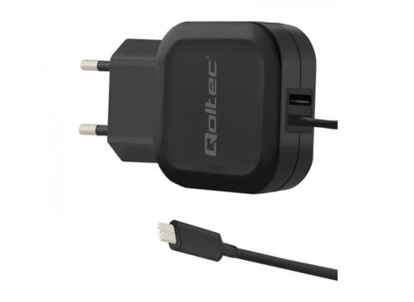 Qoltec - Strömadapter - 17 Watt - 3.4 A - 2 utdatakontakter (USB, USB-C) - svart
