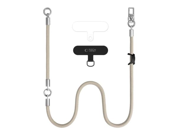 Tech-Protect C10S mobilhalsrem (114 cm) + armbåndsrem (31 cm) - Beige Titanium
