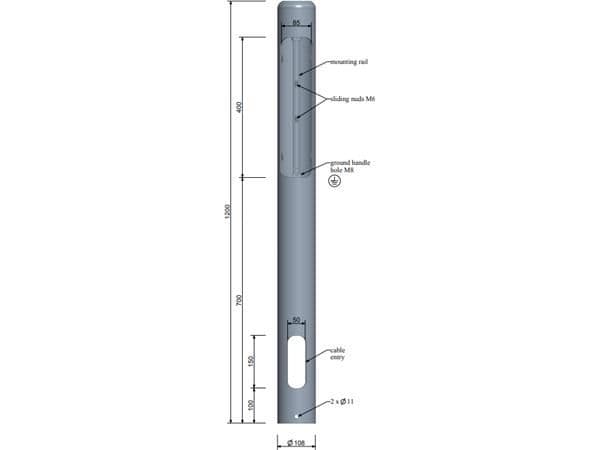 Kopplingspunkt pollare 1200mm, Ø108mm