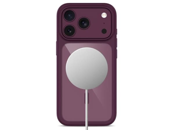 Tech-Protect MagOne CC MagSafe Case + Tempered Glass 2-Pack for iPhone 18 Pro / 17 Pro - Clear Burgundy