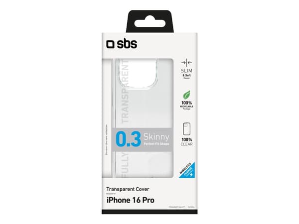 SBS TESKINIP1661T, Mobilskal, Apple, iPhone 16, 15,5 cm (6.1"), Transparent