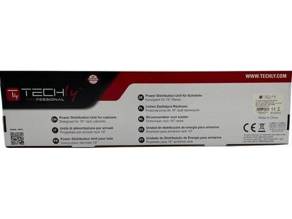 Techly 365733 1U 19" räkkipistorasia, 8x Schuko, C14-kaapeli 2m