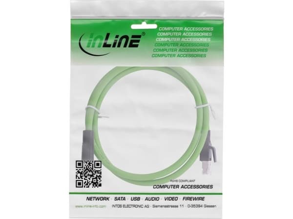 InLine 40407, 7,5 m, M12, RJ-45, Uros/uros, Vihreä, Kupari
